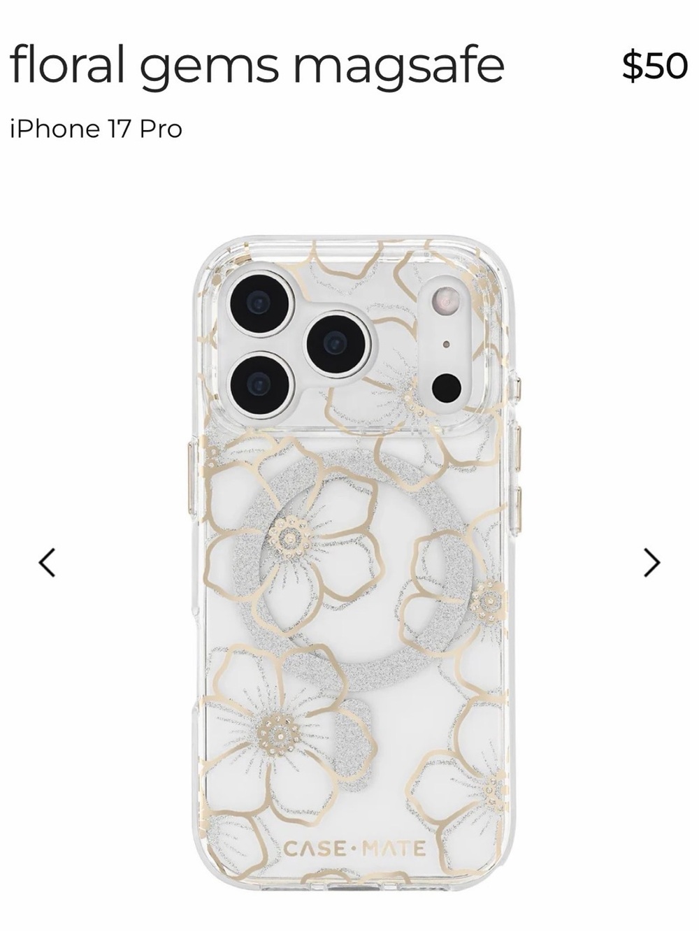 NWOT Case Mate Floral Gems MagSafe iPhone 17 pro case - Picture 2 of 10